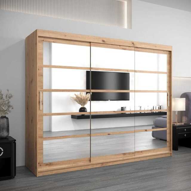 Roma II Sliding Door Wardrobe 250cm - Oak Artisan 250cm - image 1