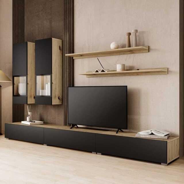 "Baros 10 Entertainment Unit For TVs Up To 75"" - Black Matt 270cm" - image 1