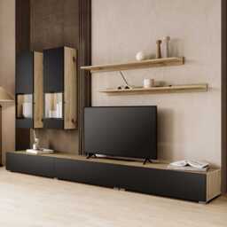 "Baros 10 Entertainment Unit For TVs Up To 75"" - Black Matt 270cm"