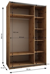 Trosa III Sliding Door Wardrobe 150cm - Oak Artisan 150cm - thumbnail 6
