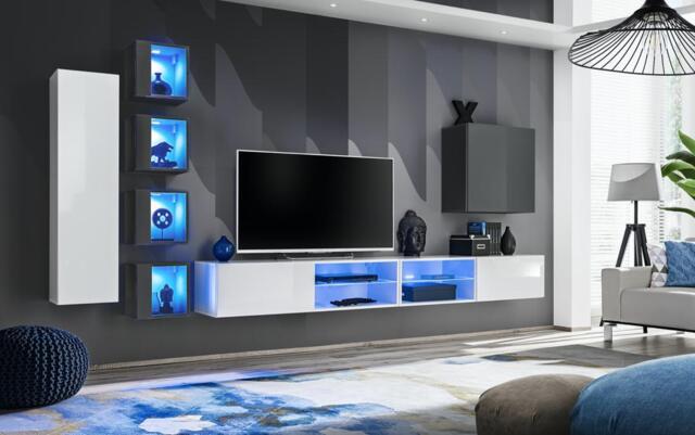 "Switch XXVI Wall Entertainment Unit For TVs Up To 75"" - White 320cm Graphite" - image 1