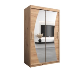 Wave Sliding Door Wardrobe 120cm - White 120cm - thumbnail 3