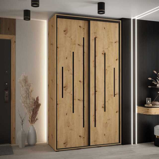 Cannes XII Sliding Door Wardrobe 140cm - Oak Artisan 140cm - image 1