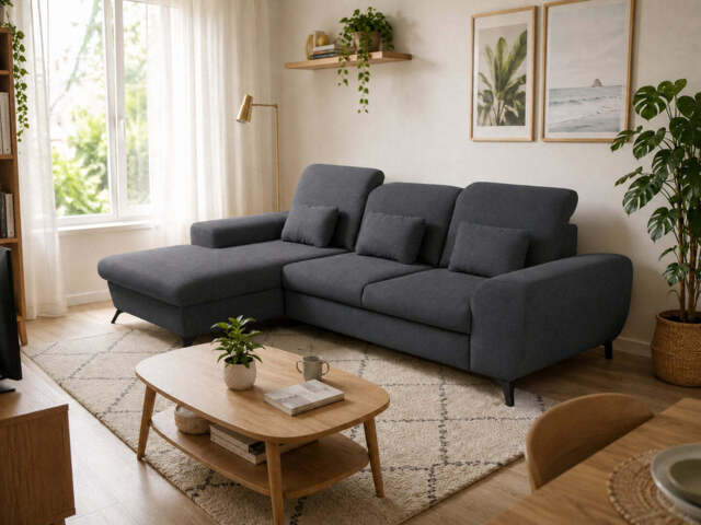 Corner Sofa Bed Alta - Graphite 279cm Left - image 1