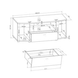 Rondo 03 TV Cabinet 150cm [Concrete Grey] - White Gloss 130cm - thumbnail 6