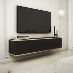 Oro Floating TV Cabinet 135cm - Black Marble 135cm - thumbnail 2