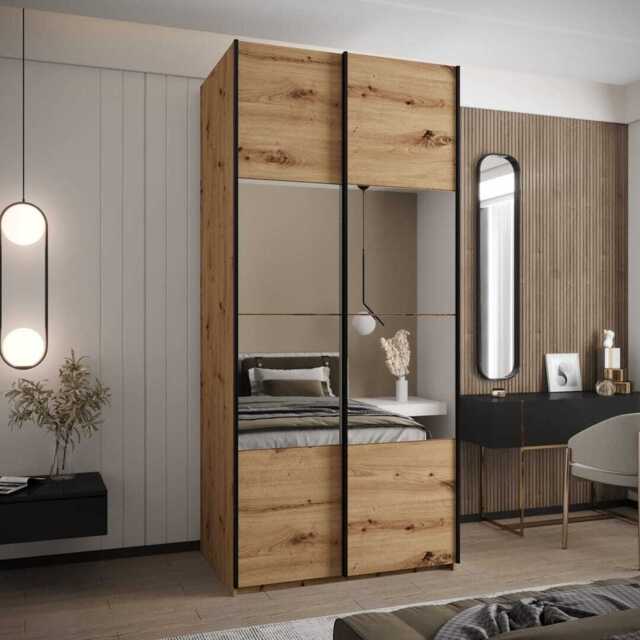 Trosa IV Sliding Door Wardrobe 110cm - Oak Artisan 110cm - image 1