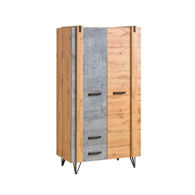 Lofter LO1 Hinged Wardrobe 90cm - Oak Wotan 90cm - image 1