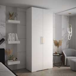 Inova III Hinged Door Wardrobe 100cm - White 100cm - thumbnail 1