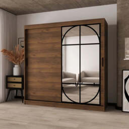Lugo Sliding Door Wardrobe 200cm - Black 200cm - thumbnail 2