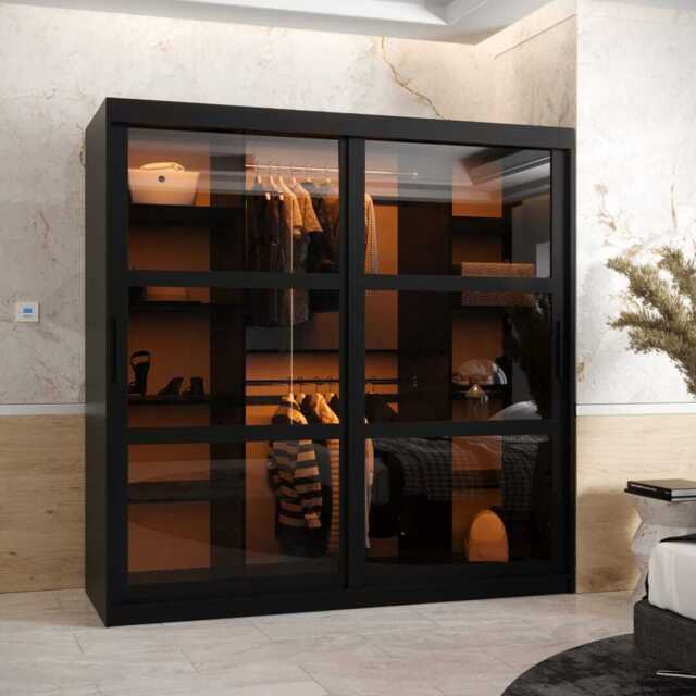 Parma Sliding Door Wardrobe 180cm - Black 180cm - image 1