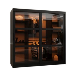 Parma Sliding Door Wardrobe 180cm - Black 180cm - thumbnail 6