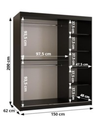 Ramiro I Sliding Door Wardrobe 150cm - White 150cm - thumbnail 6