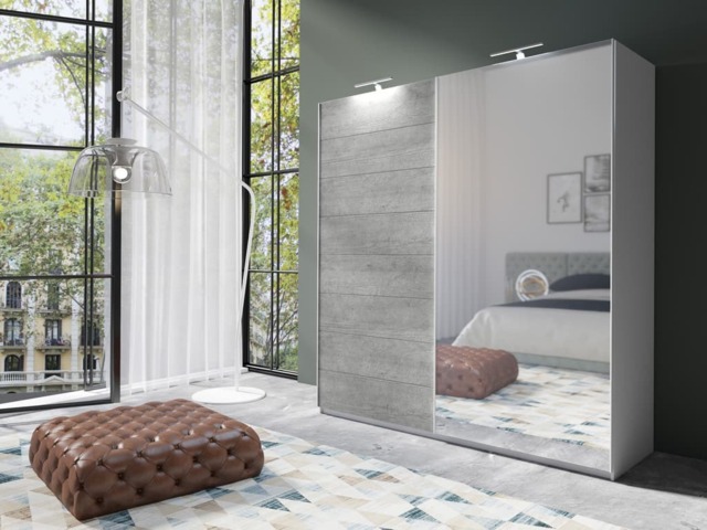 Moore Sliding Door Wardrobe 200cm - Concrete Grey 200cm - image 1