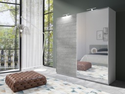 Moore Sliding Door Wardrobe 200cm - Concrete Grey 200cm - thumbnail 1