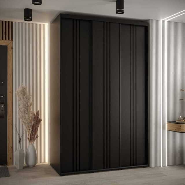 Cannes VI Sliding Door Wardrobe 150cm - Black 150cm - image 1