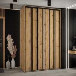Cannes VI Sliding Door Wardrobe 150cm - Black 150cm - thumbnail 5