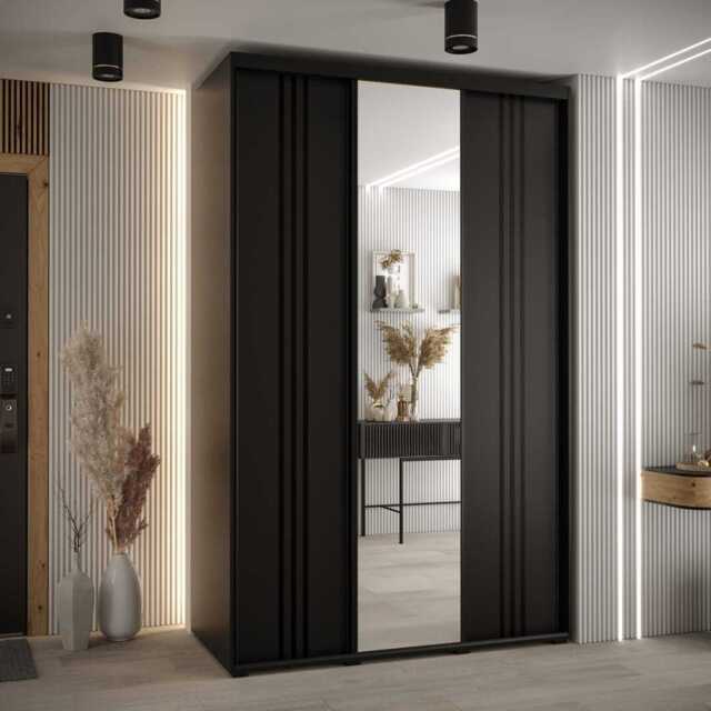 Cannes VII Sliding Door Wardrobe 160cm - Black 160cm - image 1