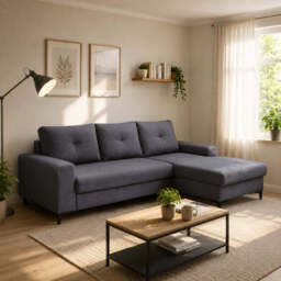 Corner Sofa Bed Avra - Brown 252cm Right - thumbnail 2