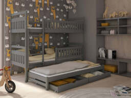 Blanka Bunk Bed with Trundle and Storage - Graphite Without Mattresses