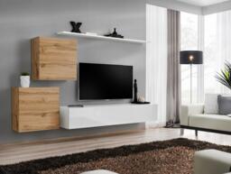 "Switch V Entertainment Unit For TVs Up To 75"" - White 250cm Oak Wotan" - thumbnail 1