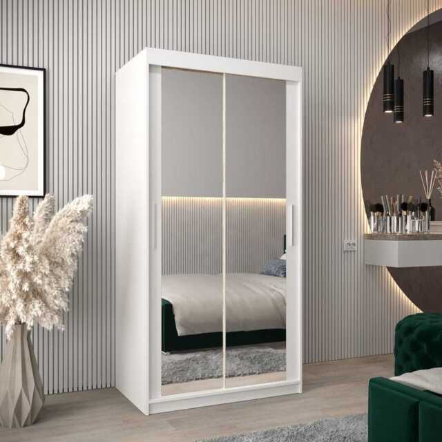 Tokyo III Sliding Door Wardrobe 100cm - White 100cm - image 1