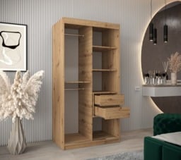 Tokyo III Sliding Door Wardrobe 100cm - White 100cm - thumbnail 8