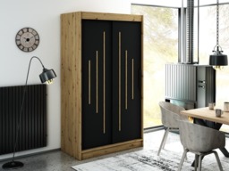 Leto Y Sliding Door Wardrobe 120cm - Black 120cm - thumbnail 2