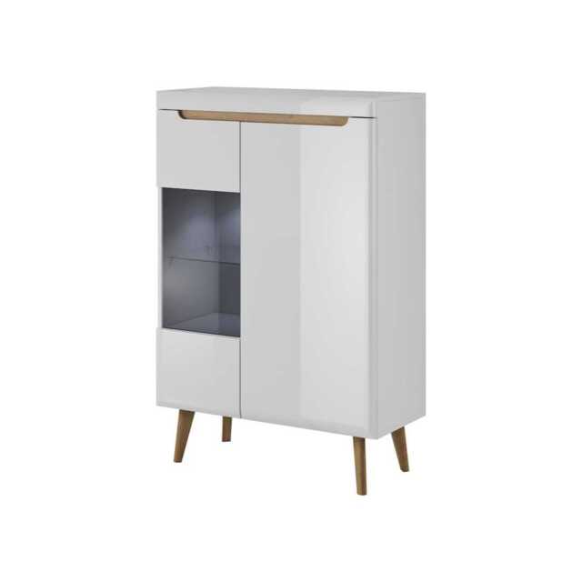 Nordi Display Cabinet 90cm - White Gloss 90cm - image 1