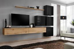"Switch IX Entertainment Unit For TVs Up To 75"" - Oak Wotan 300cm Black"