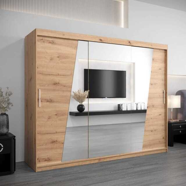 Rhomb Sliding Door Wardrobe 250cm - Oak Artisan 250cm - image 1