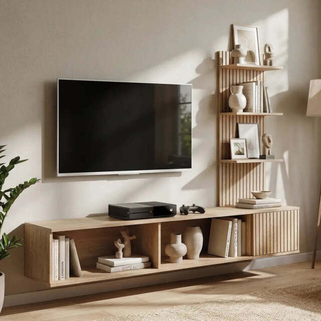 "Joy Entertainment Unit For TVs Up To 65"" - Oak Cremona 180cm" - image 1