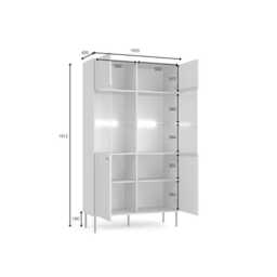 Iris Tall Display Cabinet 105cm - Grey 105cm - thumbnail 3