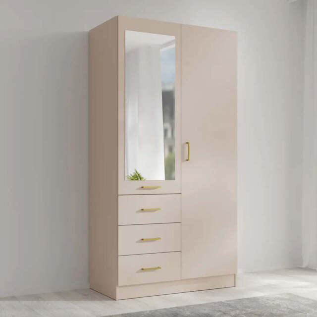 Konso Hinged Door Wardrobe 101cm - Beige 101cm - image 1