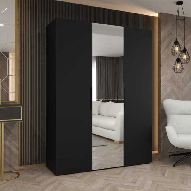 Marbella II Hinged Door Wardrobe 150cm - Black 150cm - image 1