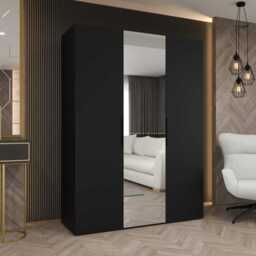 Marbella II Hinged Door Wardrobe 150cm - Black 150cm - thumbnail 1