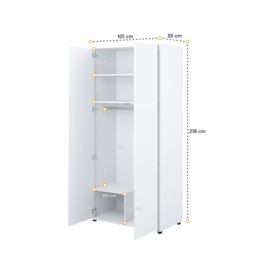 Bed Concept BC-20 Hinged Door Wardrobe 101cm - Grey 101cm - thumbnail 8