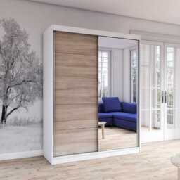 Vista 05 Mirrored Sliding Door Wardrobe 150cm - Oak Sonoma Black Matt 150cm - thumbnail 6