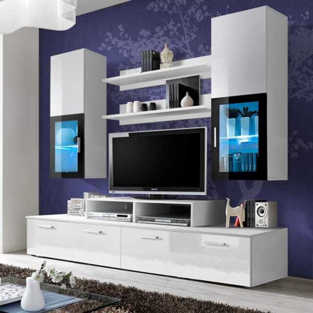 "Mini Entertainment Unit For TVs Up To 42"" - White Gloss 200cm" - image 1