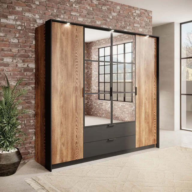 Milton Hinged Door Wardrobe 223cm - Oak Chestnut 223cm - image 1