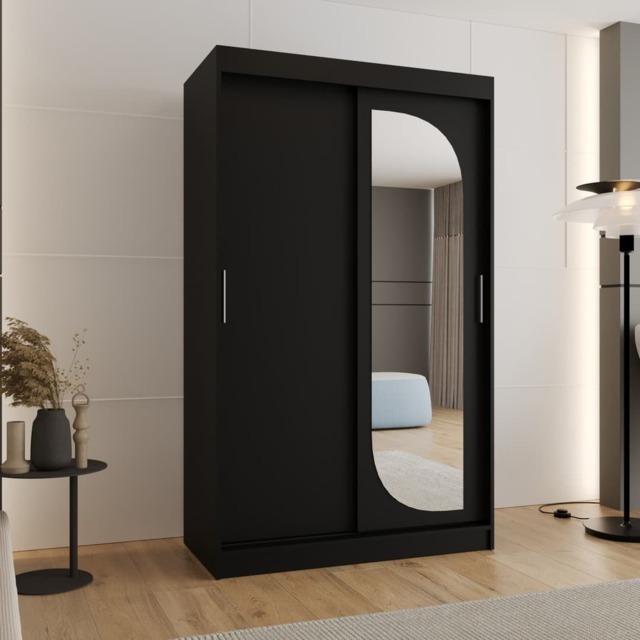 Lucy Sliding Door Wardrobe 120cm - Black 120cm - image 1