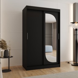 Lucy Sliding Door Wardrobe 120cm - Black 120cm - thumbnail 1