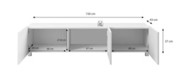 Calabrini TV Cabinet 150cm - White Gloss 150cm - thumbnail 3