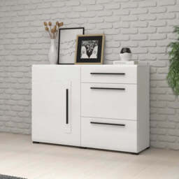 Tulsa 45 Sideboard Cabinet 120cm - White Gloss 120cm - thumbnail 1