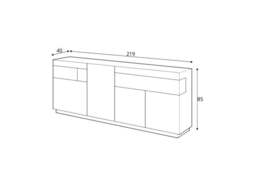 Silke 25 Sideboard Cabinet 219cm - Grey 219cm - thumbnail 8