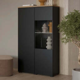 Modo Tall Display Cabinet 80cm - Black 80cm