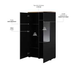 Modo Tall Display Cabinet 80cm - Black 80cm - thumbnail 5
