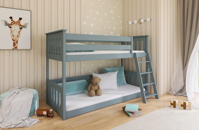 Wooden Bunk Bed Kevin - Grey Foam/Bonnell Mattresses - image 1