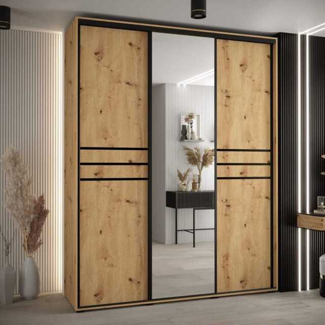 Cannes XI Sliding Door Wardrobe 190cm - Oak Artisan 190cm - image 1
