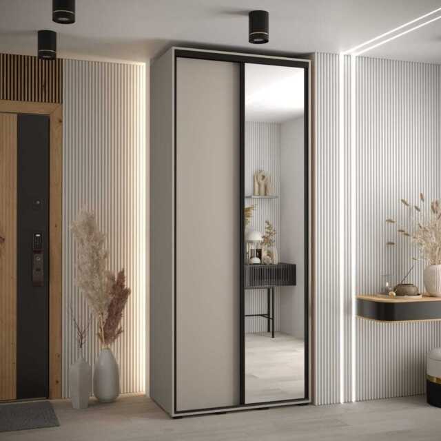 Dakota III Sliding Door Wardrobe 100cm - Cashmere 100cm - image 1